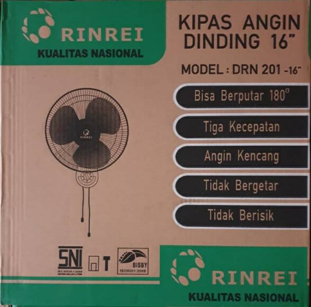 Kipas Angin Dinding 16 inch / Wall Fan Rinrei DRN201 (Lampu malam)