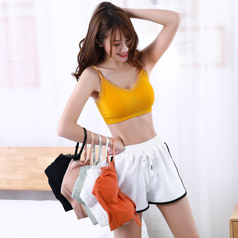 𝐄𝐁𝐒 ✅ PW105 Bra Wanita Tanpa Kawat Seksi Wanita Elastis Nyaman Renda Atas Olahraga Import COD