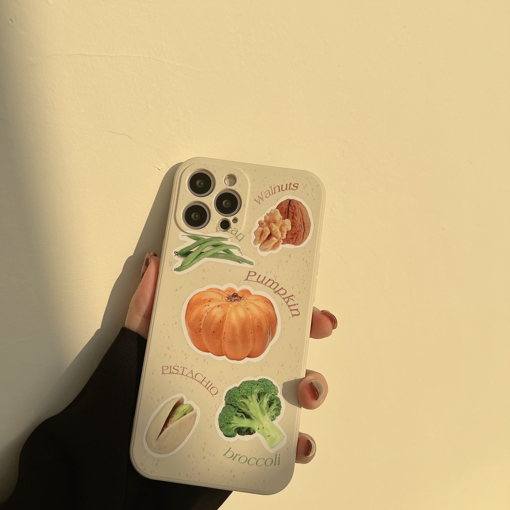 Soft Case Bahan Silica Gel Desain Sayuran Putih Retro Untuk Iphone 7 8 PLUS X XR XS 11 12 13 MINI PRO MAX SE 2020