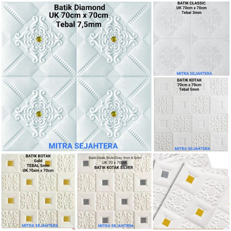 Wallpaper Dinding 3D Wallfoam Motif Batik 70 x 70Cm Walpaper 3D Stiker Bisa Digunakan Di Plafon