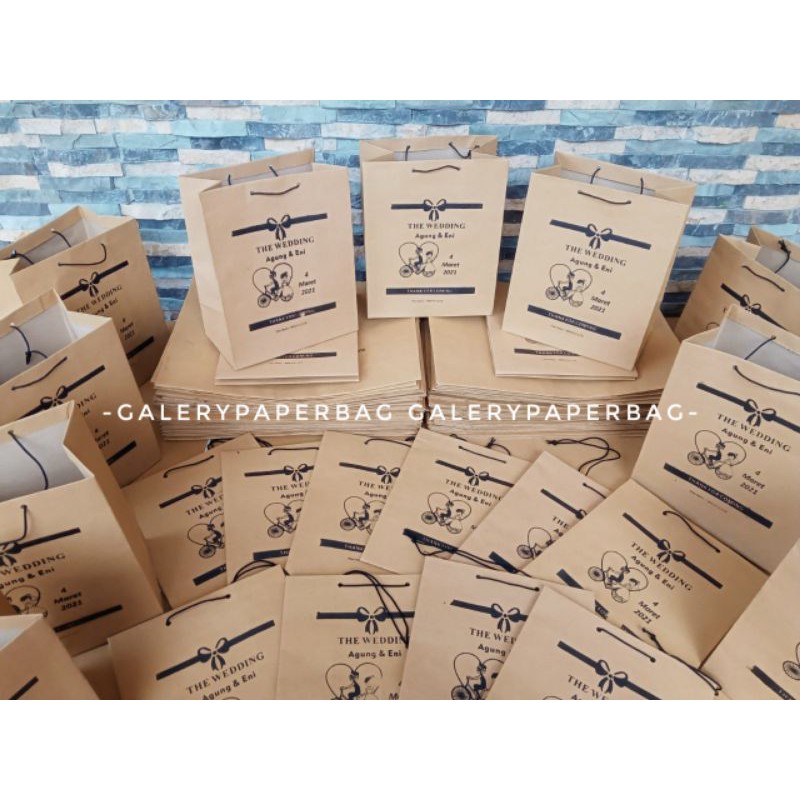 Tas Sovenir / Tas Asul Asul  / Hajatan / Paperbag Sablon Custom Bahan Kraf 125gsm