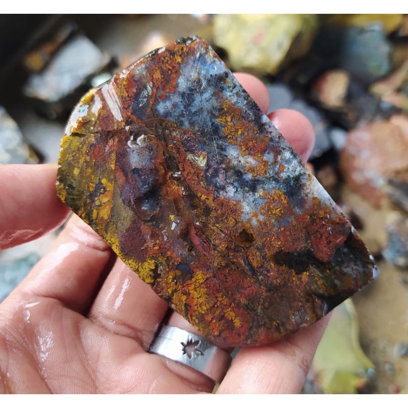 bahan lempengan batu akik pancawarna garut rande tembaga