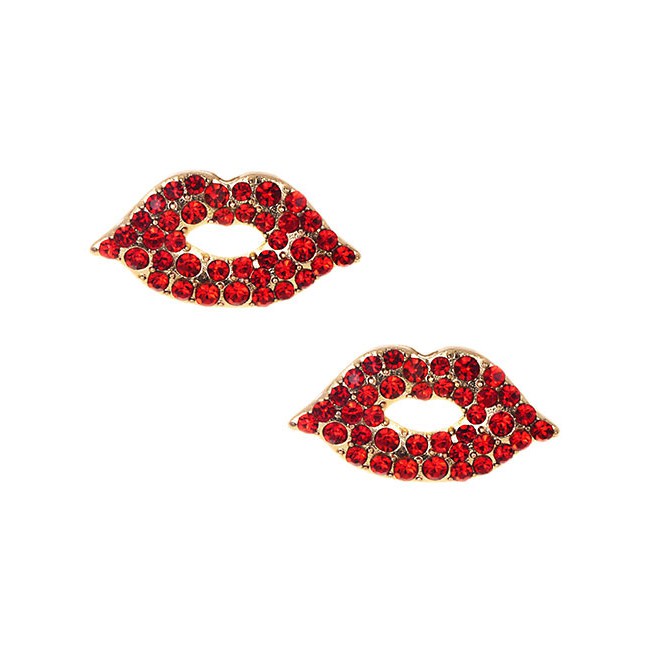 LRC Anting Tusuk Fashion Alloy Diamond Lip Studs F81888