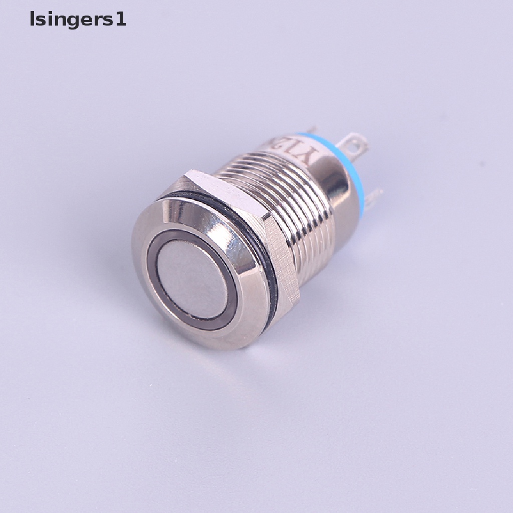 (lsingers1) Tombol Tekan 12mm Bahan Metal Dengan Lampu LED