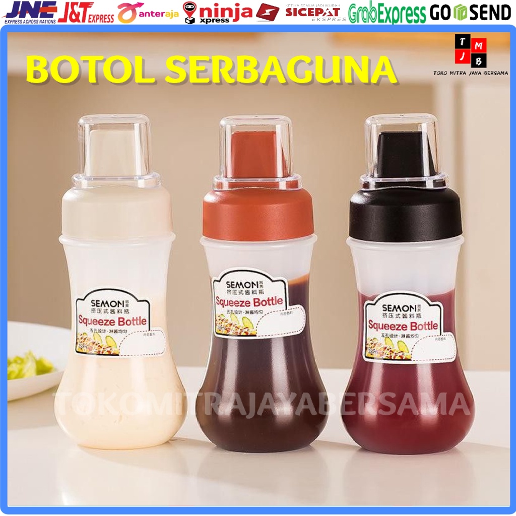 BOTOL SAOS MINYAK SAUS KECAP MAYONAISE TEMPAT ANTI BOCOR TUMPAH PLASTIK 5 LUBANG 280ML 280 ML SAOS SERBAGUNA 1 LUBANG