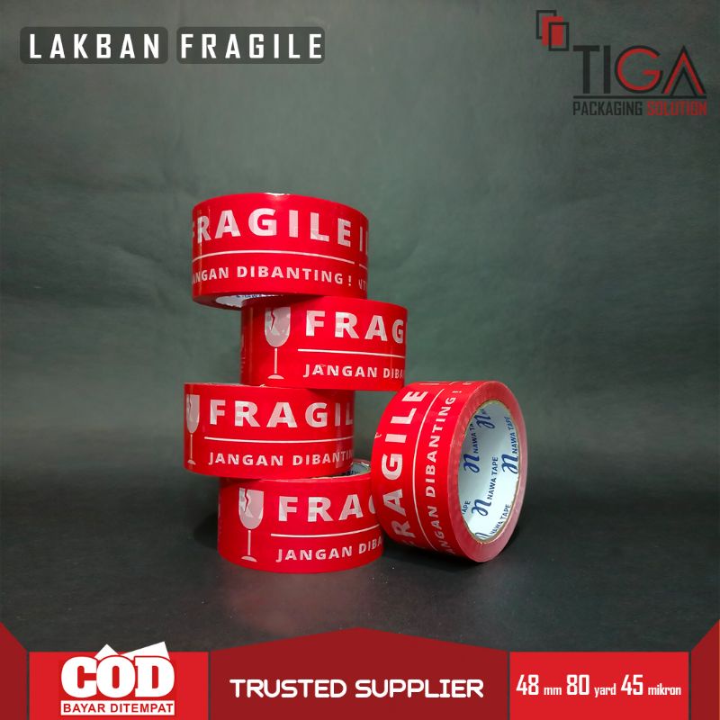 

Lakban Fragile/2 Inch 80 Yard Full/Daya Rekat Kuat/1 Kg Muat 6 Pcs