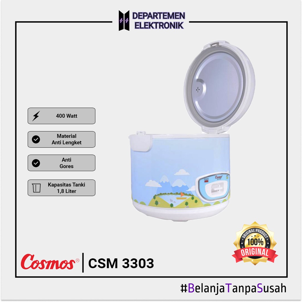 Magic Com Rice Cooker Cosmos CRJ-3303 / CRJ3303 / CRJ 3303 1.8 Liter MURAH BANGET / GARANSI RESMI