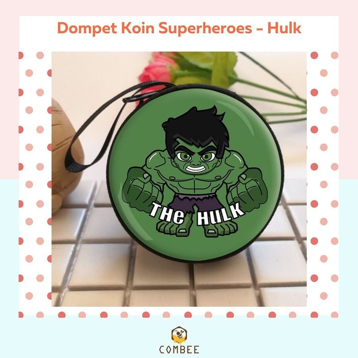 Dompet / Pouch Koin / Earphone / Souvenir Tin Round Superhero Hulk