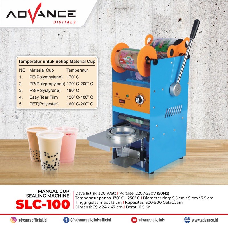 Manual Cup Sealer / Mesin Penutup Gelas / Mesin press Gelas Advance SLC100 / SLC200 / SLC 100 / SLC 200