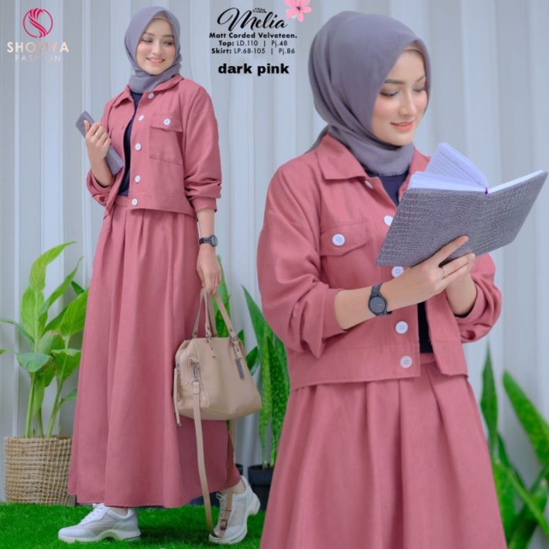 melia one set ori by shofiya fit xl ld 110 rok+atasan+inner