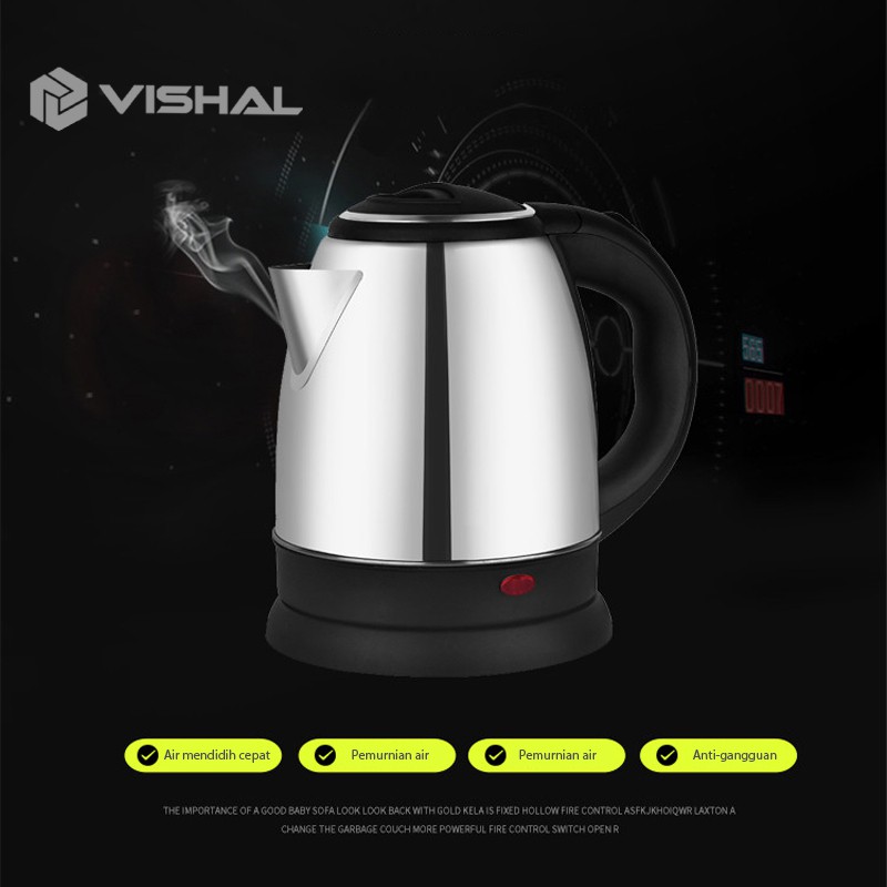 VISHAL Teko listrik 2L / Pemanas Air /Kettle Electric Stainless Pembuat Kopi Teh VS-1801