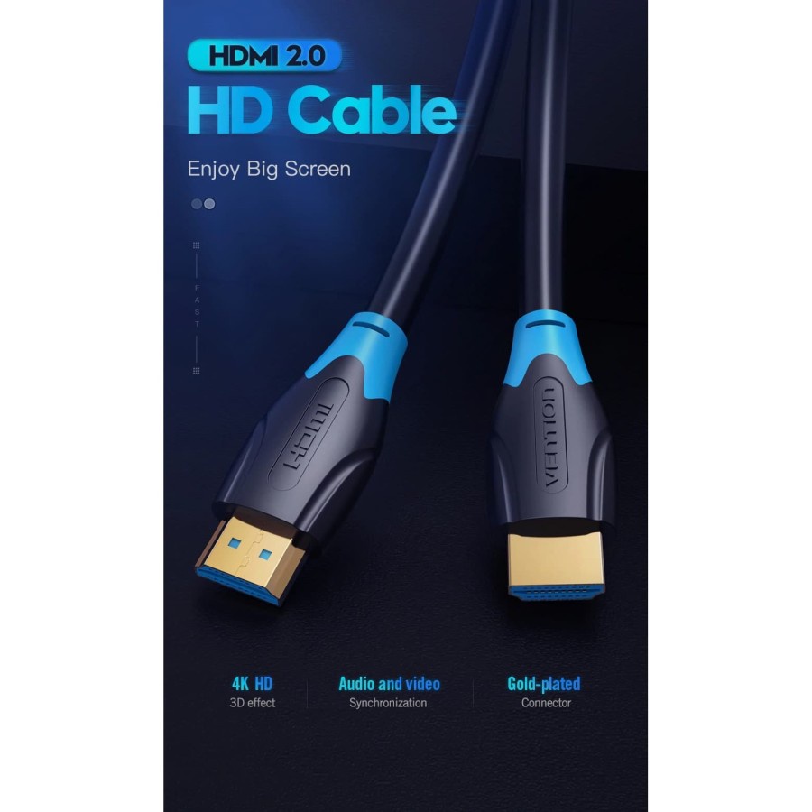 Kabel HDMI Vention Male to Male v2.0 4K 18Gbps 24k Gold Plated  - AAG