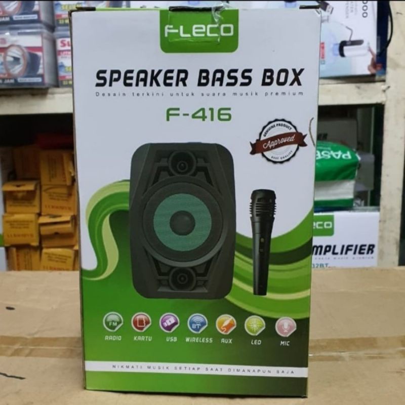 COD Speaker Bluetooth Karoke Fleco F-416/417 Super Bass 4 inch Bonus Mic