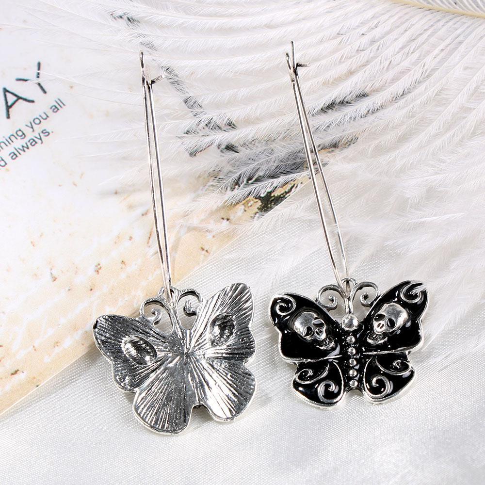 Wonder 1pasang Hook Menjuntai Anting Gothic Punk Drop Butterfly