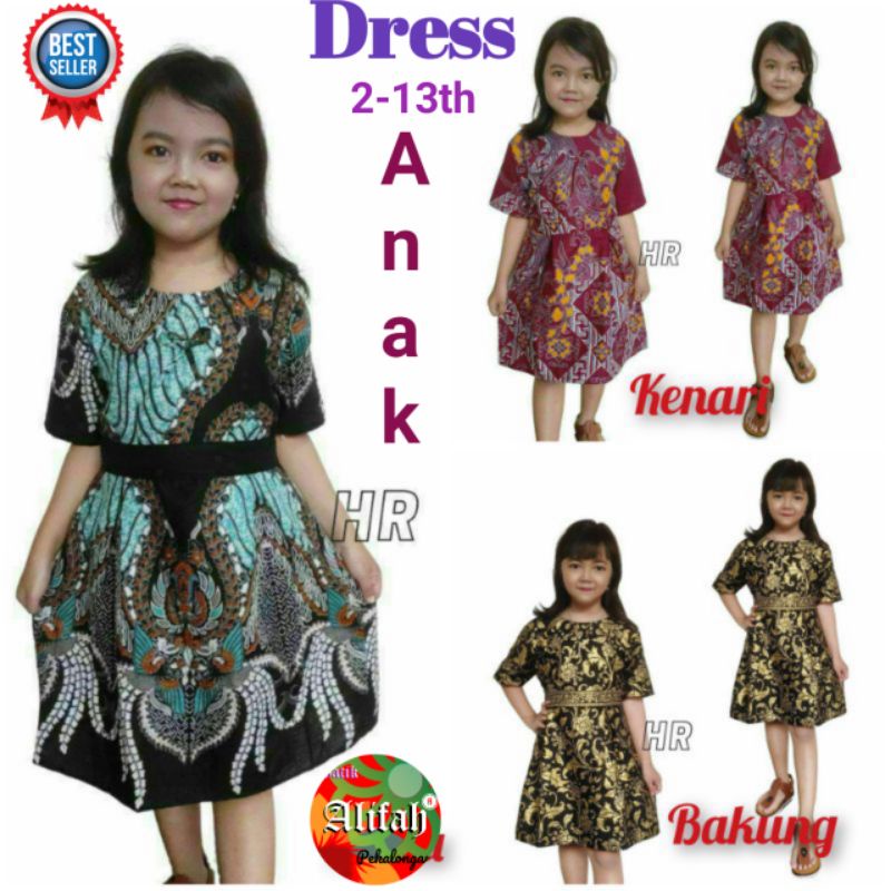 Baju Batik Anak Perempuan Usia 2 - 12 tahun, Dress Anak