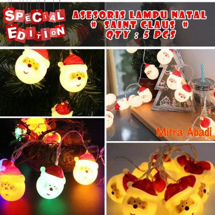 Aksesoris Hiasan Lampu Natal Model Santa Claus 1 SETT = 5 pcs