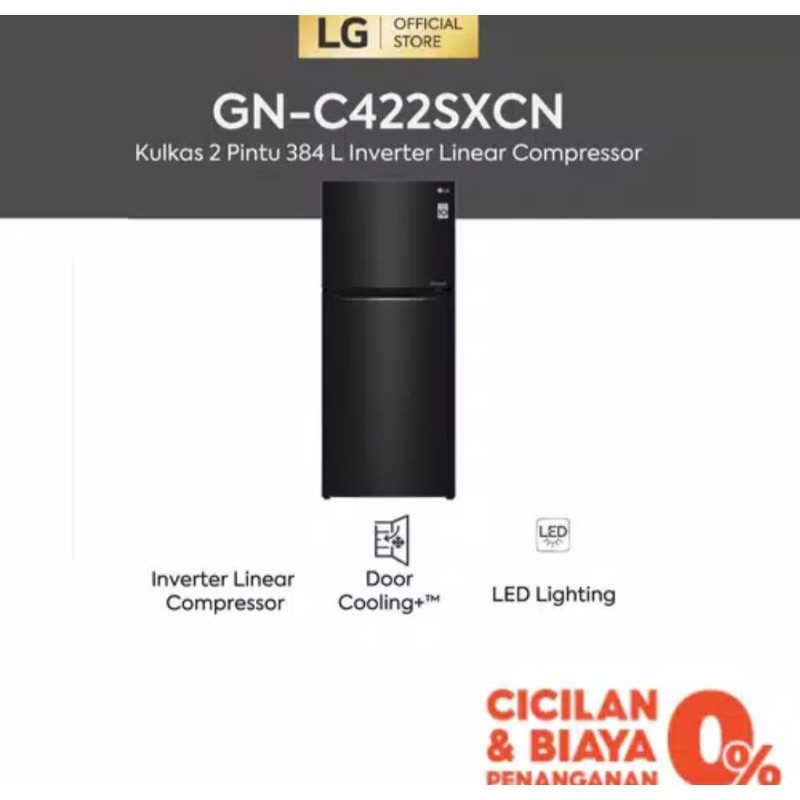 LG Kulkas 2 Pintu - Inverter Linear Compressor GN-C422SXCN