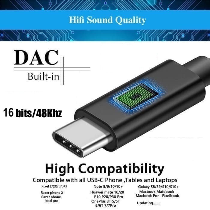 Digital Chip Headset Type C Earphone HiFi Audio Wide Compatibility