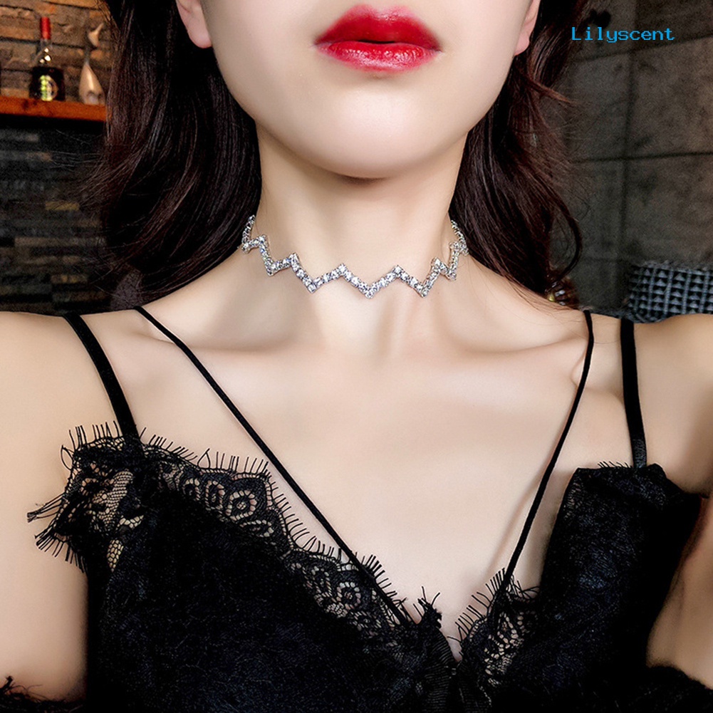 Kalung Choker Rantai Berlian Imitasi Gaya Gothic Untuk Wanita