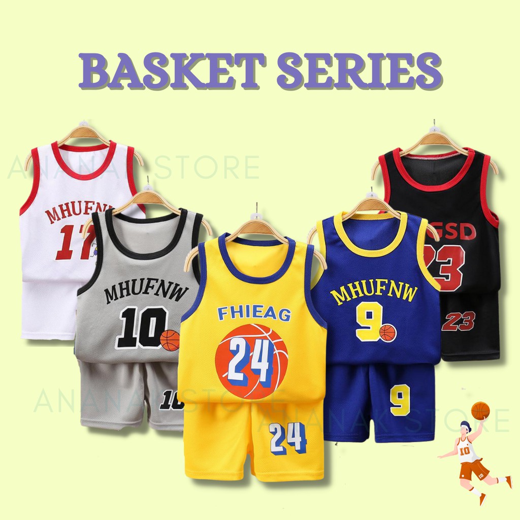 Baju bayi lengan pendek Motif basket 0-4 tahun bahan jersey lembut / Stelan bayi lucu Setelan bayi