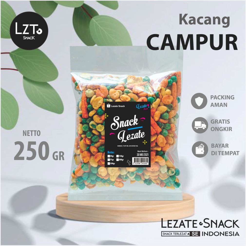 

KACANG CAMPUR JAIPONG 250gr / KACANG MIX / MIX NUTS / KORO POLONG HIJAU PANG PANG KANGAROO 2 Kelinci