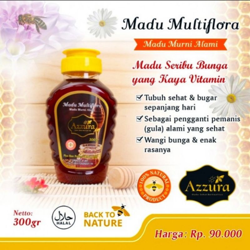 

[DIJAMIN ASLI] 300 gr,MADU MULTIFLORA AZZURA