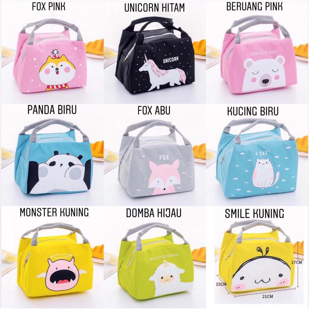 Tas Bekal Anak Tahan Panas Aneka Motif Lucu - Hand Lunch Bag - Tas Bekal Anak Sekolah - Coooler Bag