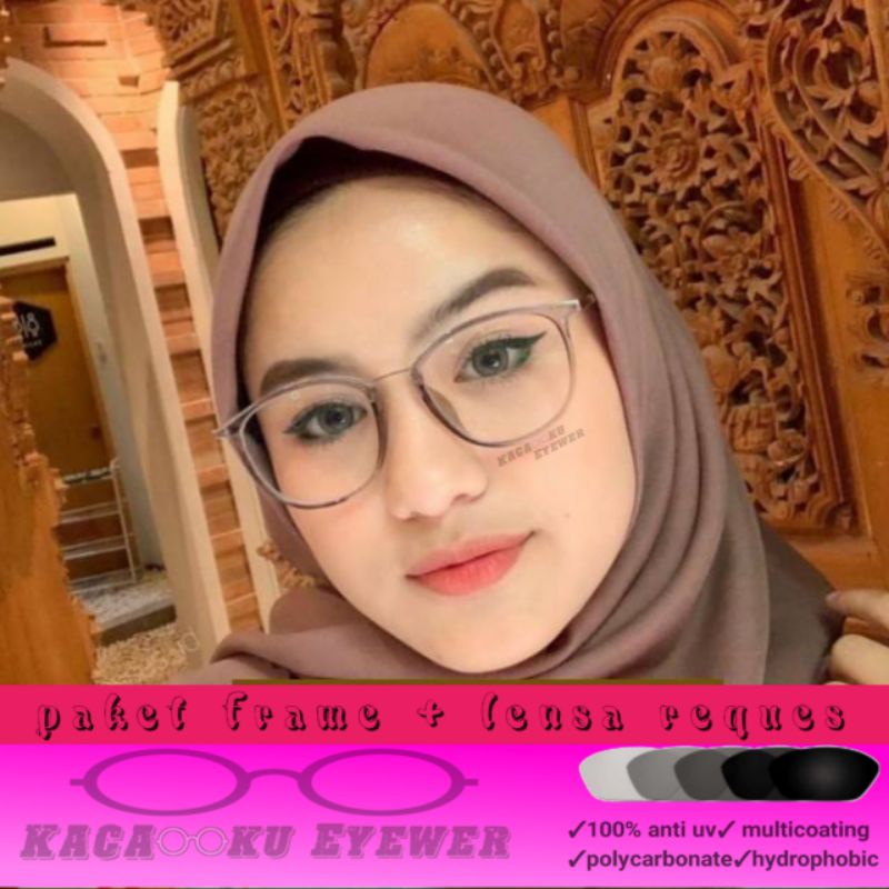Frame Wanita 1867 Kacamata Paket+photocromic Antiradiasi Minus/Cyl/Normal