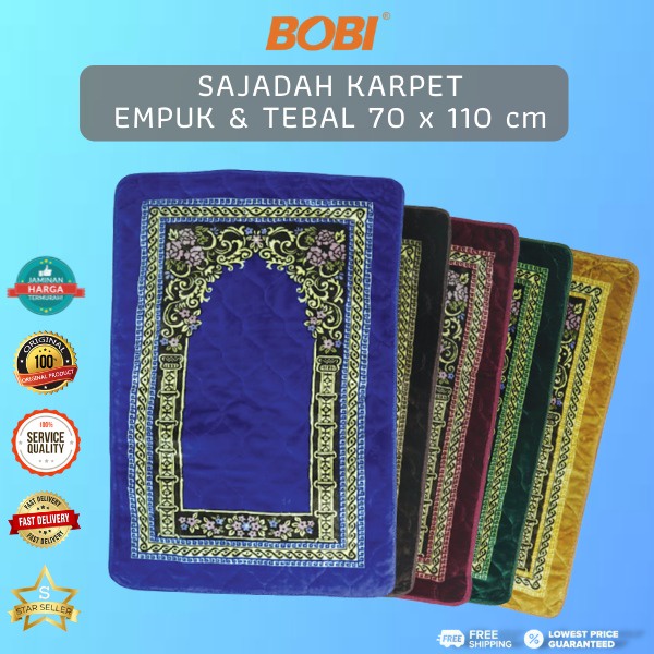 Sajadah TEBAL Premium Busa Motif Bervariasi Rumbai atau Polos / Sajadah TERMURAH Uk.70cmx110cm