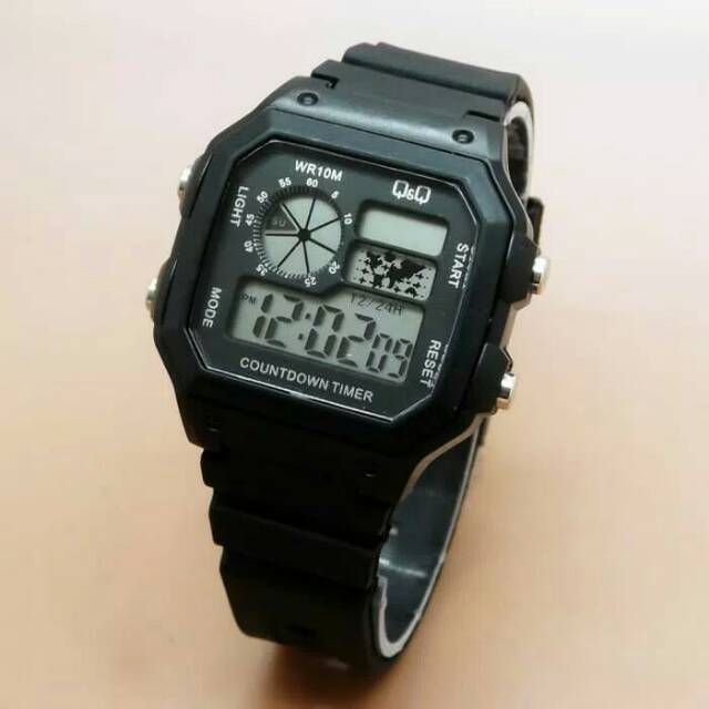 Jam Tangan Pria/Wanita QQ digital Kotak Black Series