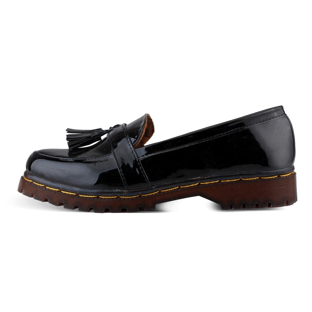 ☀ EVERFLOW ☀ Sepatu docmart Wanita Sepatu Kasual Wanita Best Sellers Hitam Glossy.