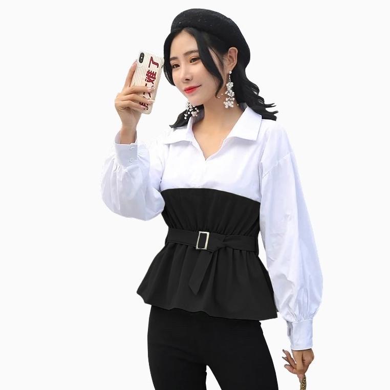 BAJU ATASAN BLOUSE WANITA KOREAN STYLE EARTH MODELKEKINIAN MODERN MINIMALIS PREMIUM MOSCREPE BAJU KE
