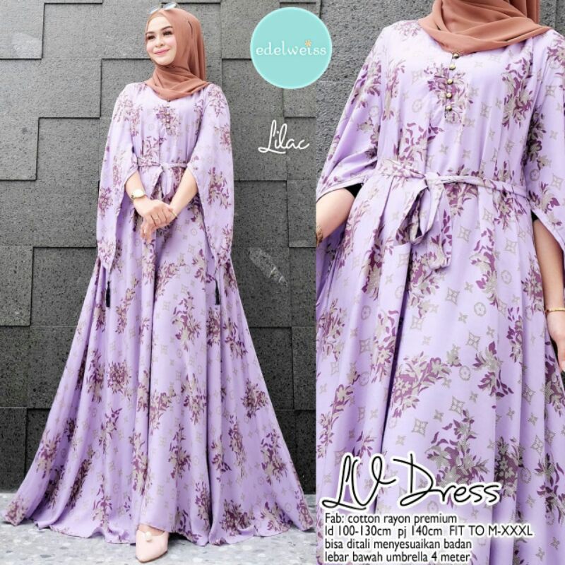 LV Dress Maxi Dress Kondangan Maxy Dress Pesta Gamis Wanita Kekinian Baju Wanita Mewah Elegan