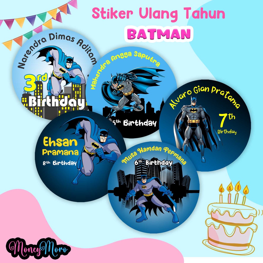 

MoneyMoro Stiker Ulang Tahun Batman Stiker Ultah Custom Label Birthday
