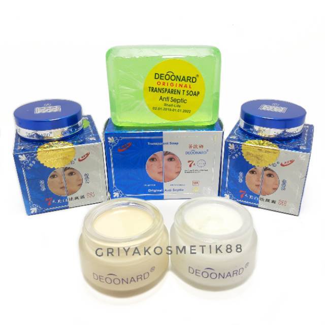 PAKET CREAM DEONARD BIRU ORIGINAL SIANG MALAM + SABUN ANTI SEPTIC