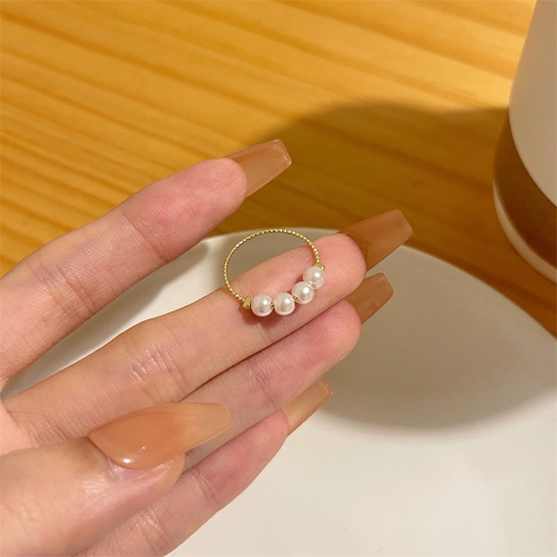Cincin Jari Telunjuk Desain Lingkaran Element Aksen Mutiara Untuk Wanita