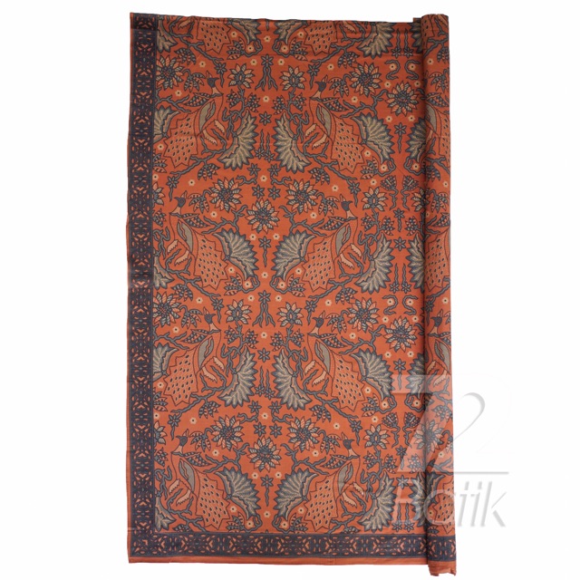 KAIN BATIK PREMIUM Bahan Katun Motif Burung Kembang Warna Orange Oranye Oren 722539 Cap 72 Jarik Jarit Samping Kebat Panjang Batik Katun Modern Premium Bahan Seragam Batik Pernikahan Kantor Keluarga Murah Kamen Jadi Batik Bali Lembaran