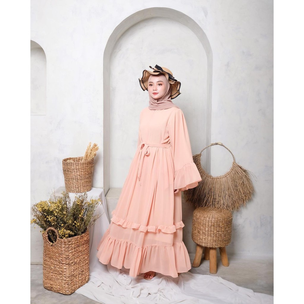 Pakaian Wanita Muslim summer Dress gamis malaysia bahan seruti babydoll premium