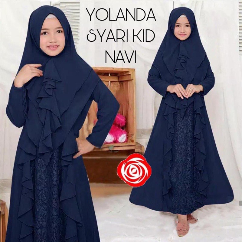 syari anak gamis terbaru 2021 yolanda syari kid navi anak 9-12 tahun