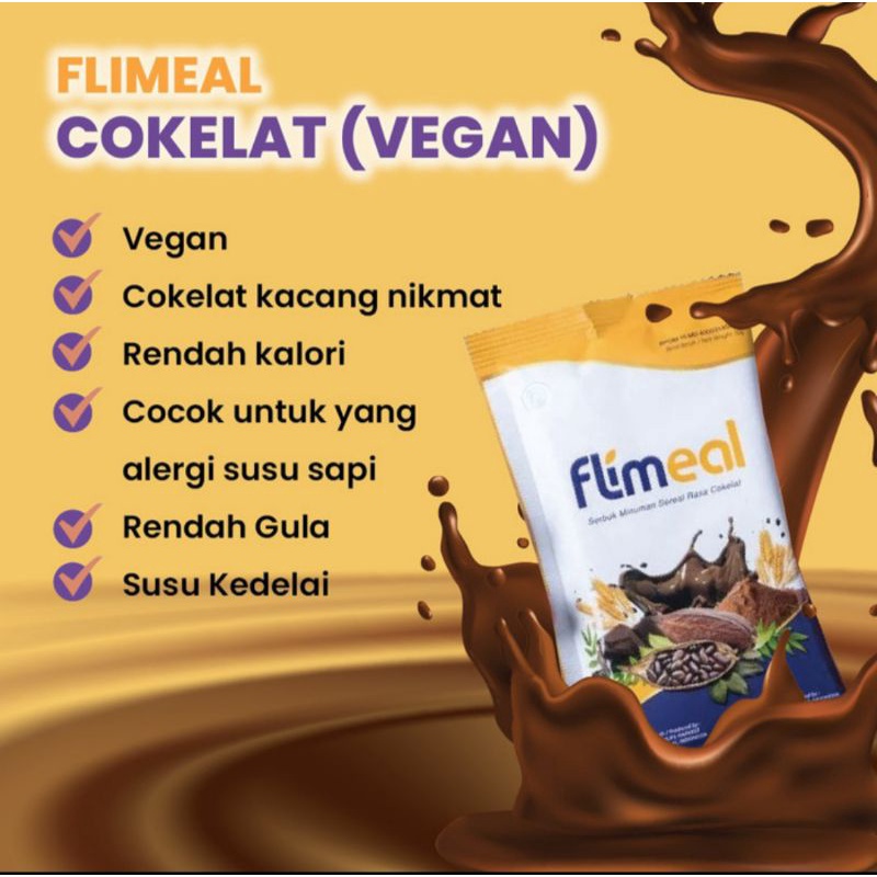 Flimeal (Meal Replacement ) 1 Box (isi 12 Sachet) Beli 2 Box Free Shaker Coklat Strawberry Vanilla Cokelat Susu