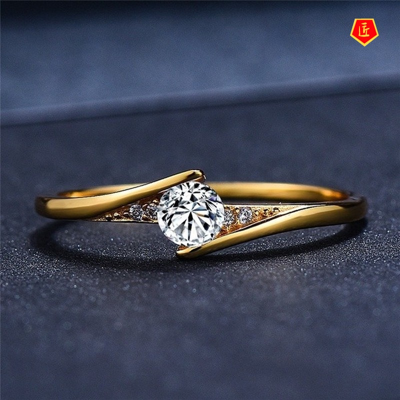 [Ready Stock]Women's Simple Moissanite Gold Ring