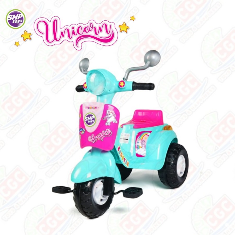 Sepeda Anak Roda 3 Tricycle Scooter 609 Fitur Musik dan Tongkat Dorongan Sepeda Roda Tiga