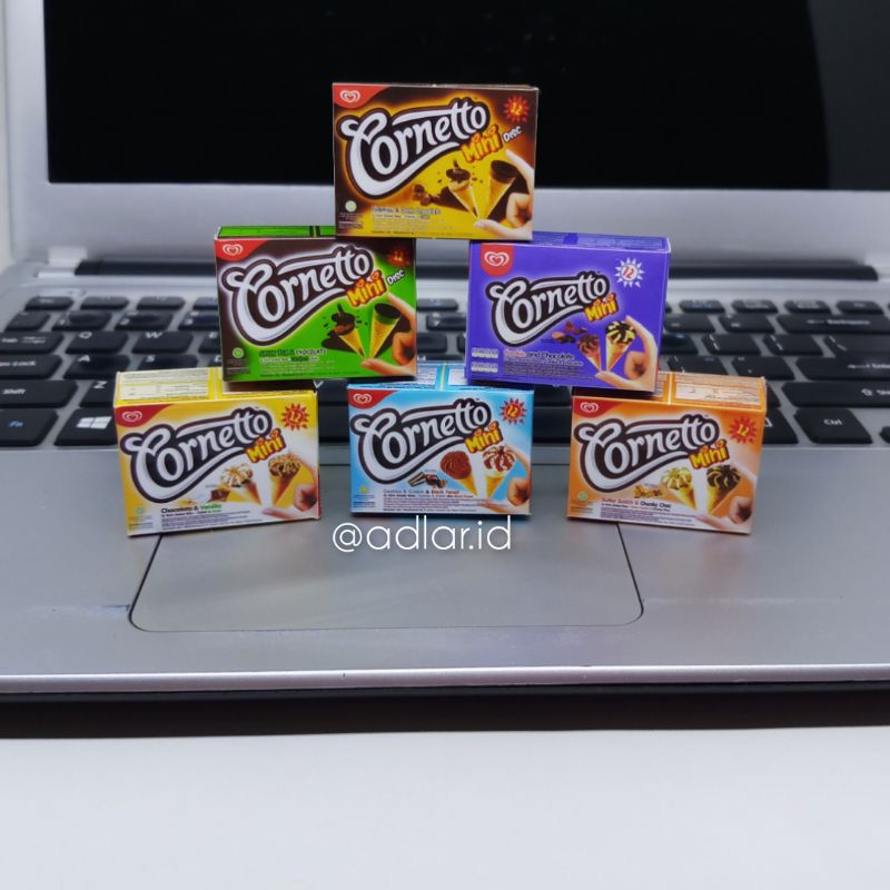 MINIATUR MAGNET TEMPELAN KULKAS SOUVENIR PRODUK BOX ICE CREAM WALLS CORNETTO