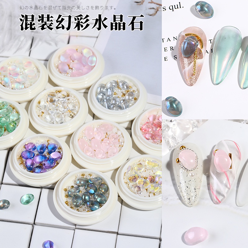 Pretty  hiasan crystal clear white mix shape / acc white pearl hiasan kuku charm nail wheel