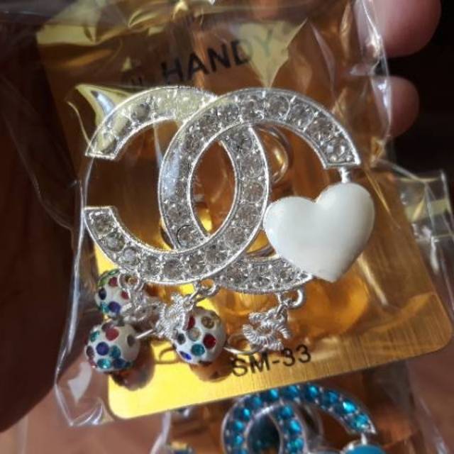 Ring Cincin Chanel Bling-Bling Warna Juntai Bola Aksesoris Jilbab Hijab Kerudung
