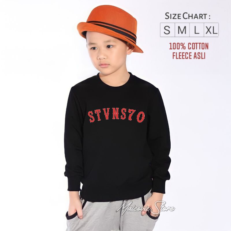 Sweater STVNS70 TEAM 70 Untuk Anak Laki-laki/Sweatershirt Anak STVNS70 Laki-laki/Crewneck Anak STVNS