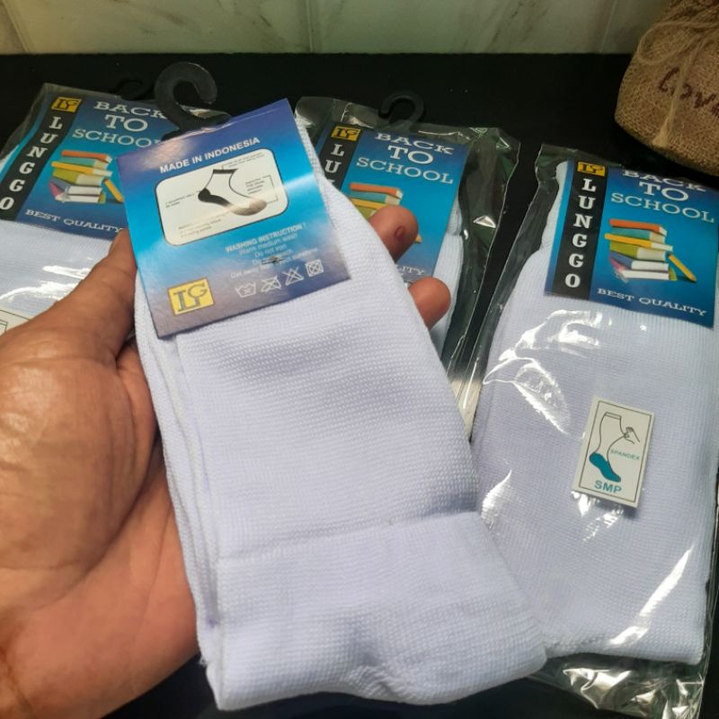 Kaos Kaki Sekolah LUNGGO Warna putih polos /hitam putih Untuk SD,SMP
