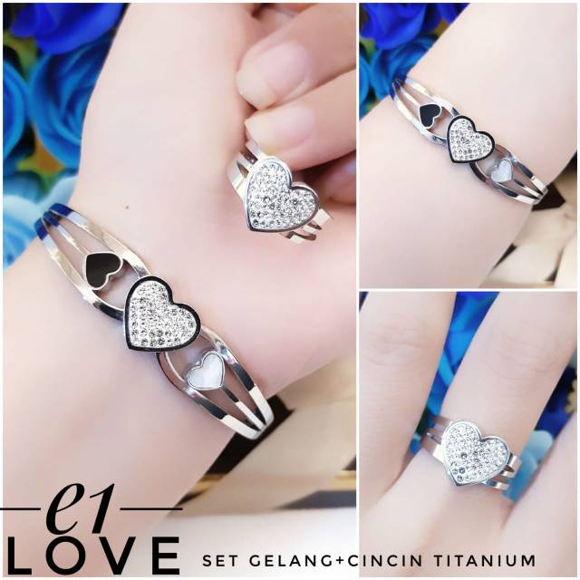 Titanium gelang dan cincin 0553j