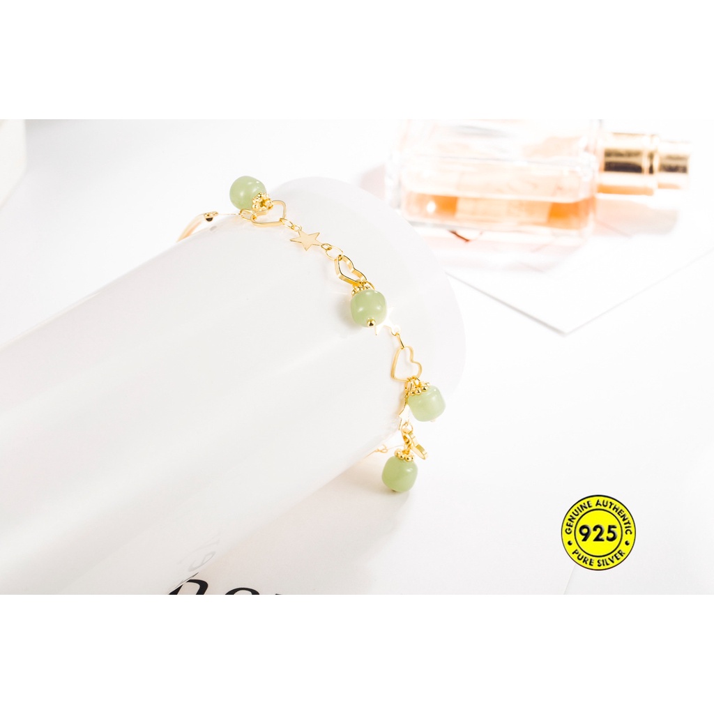 Gelang Tangan Manik-Manik Batu Jade Hetian 18K Untuk Wanita U1003