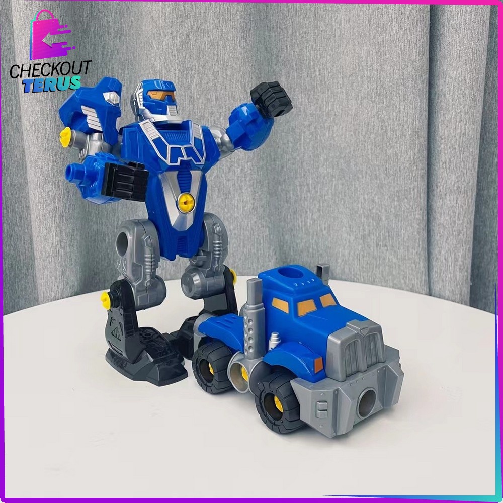 CT M214 Mainan Robot Deformation 2IN1 DIY Puzzle  Anak Laki Laki Mainan Mobil Mobilan Mainan Bongkar Pasang Dengan Obeng Listrik Robot Toys